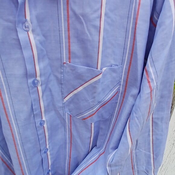 Vintage Perspective Blue Striped Button Down Shirt - Picture 4 of 4